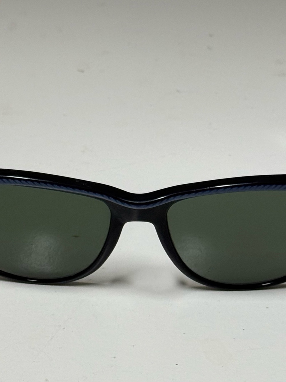 Vintage Ray-Ban WayfarerII Blue Strip Frame Sunglasses with Dark Black Lenses